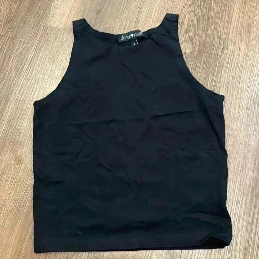 Derek Heart Crop Top Sleeveless Women’s Small Black Stretch Tank